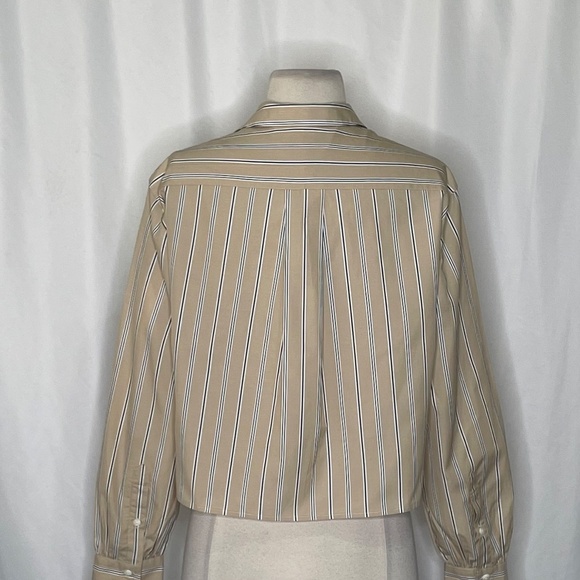 RAG & BONE Maxine Cropped Shirt Top Khaki Multi Stripe Buttondown X-Small - Picture 10 of 14